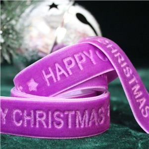 Velvet Ribbon - Happy Christmas/Plum Pudding